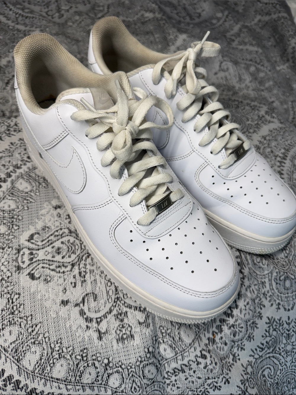 White Men’s Air Force 1 - Leather Athletic Sneakers - Classic Low-Top - 12.5